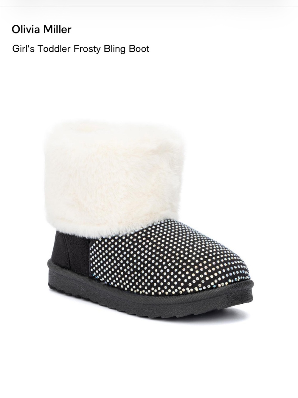Olivia Miller Toddler Frosty Bling Boot in Black and White Size 5